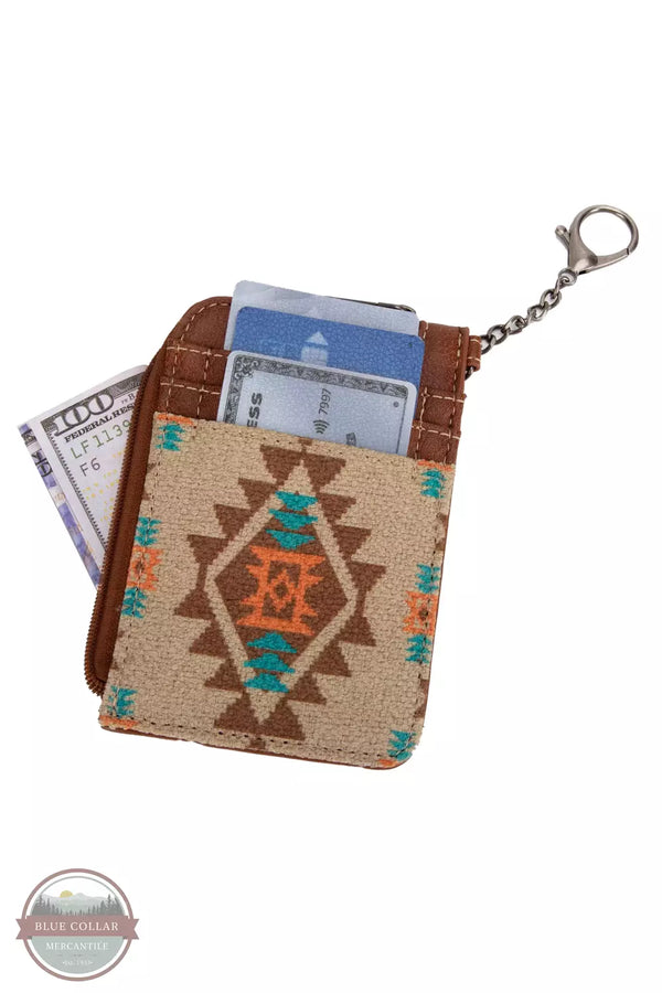 Wrangler WG2203-W005 Southwestern Mini Zip Wallet Tan Front View