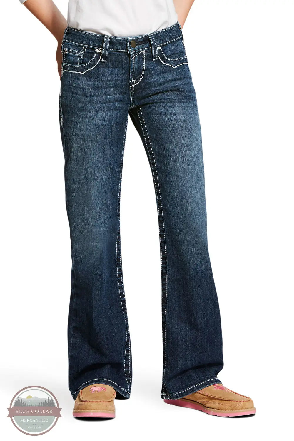Ariat 10025984 Entwined Boot Cut Jean in dark wash, front
