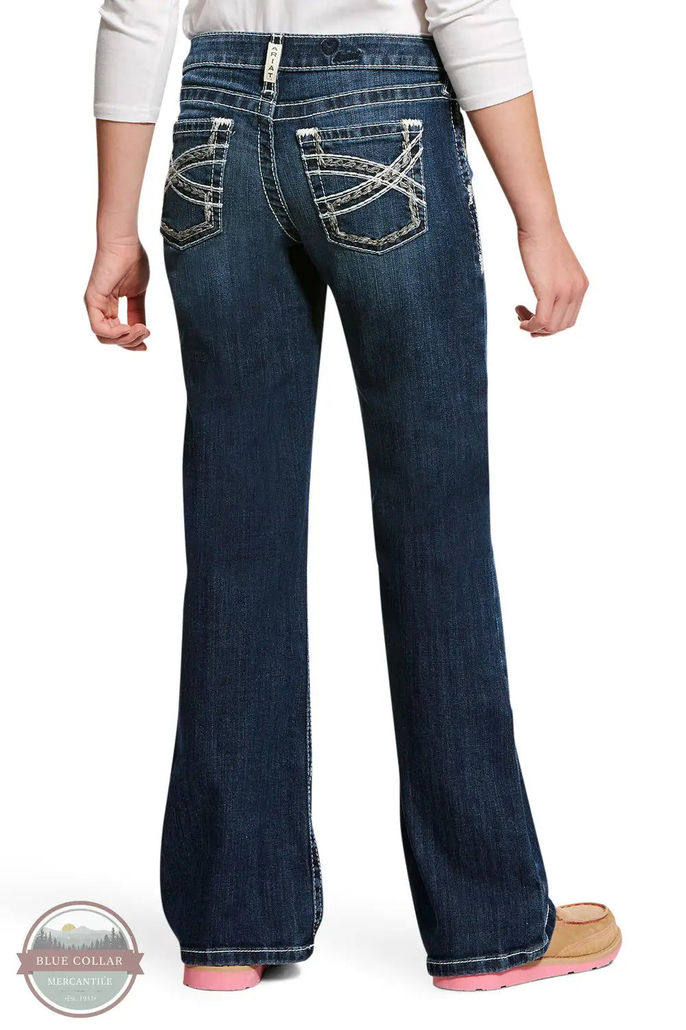 Ariat 10025984 Entwined Boot Cut Jean in dark wash, rear