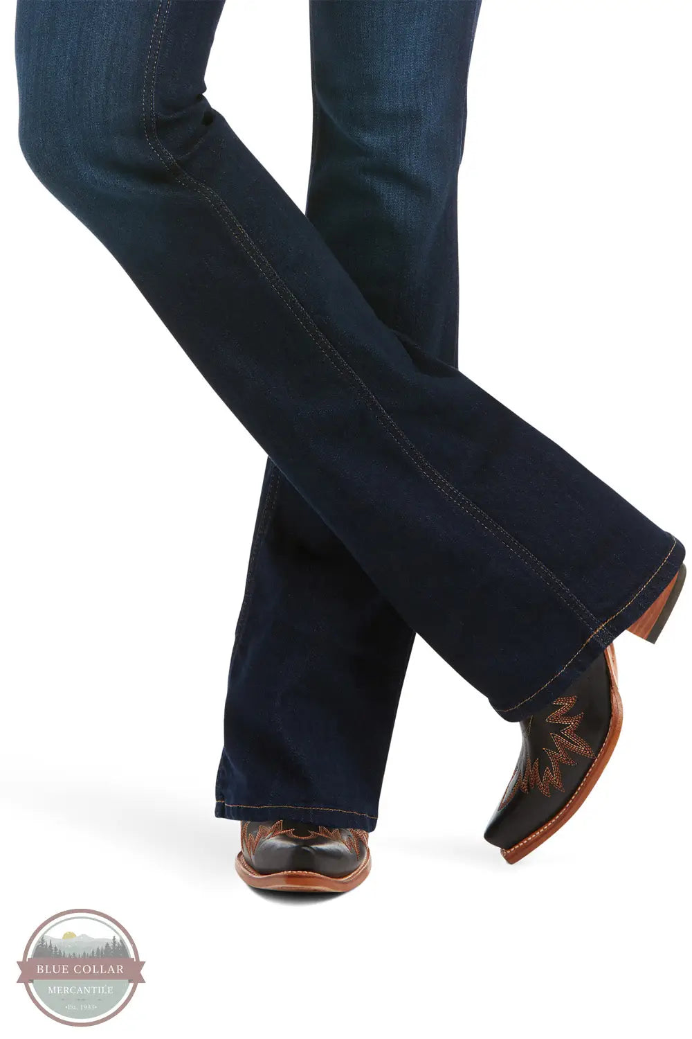 Ariat 10036813 Women's High Rise Ballary Boot Cut Jean in Dark Wash, legs