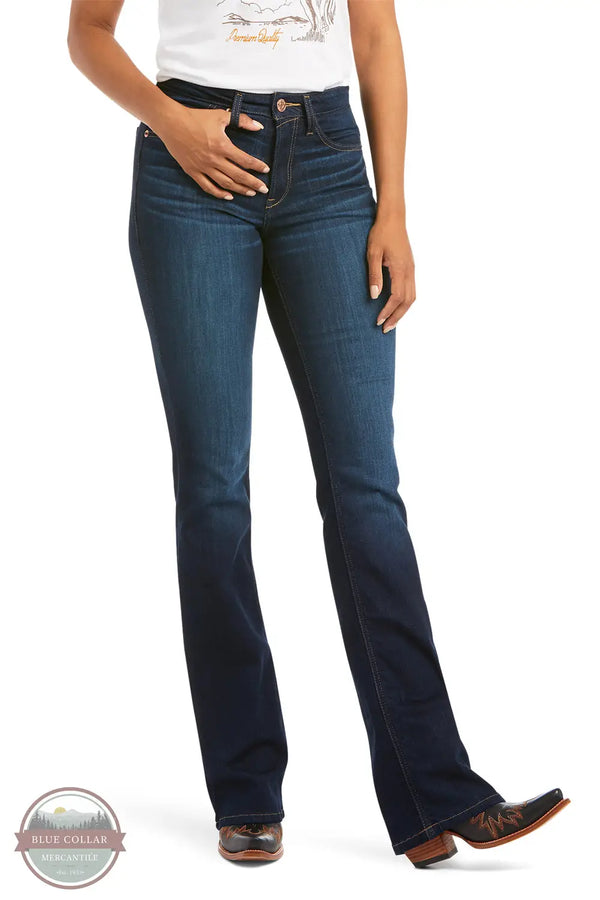 Ariat 10036813 Women's High Rise Ballary Boot Cut Jean in Dark Wash, front