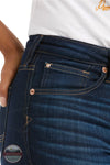 Ariat 10036813 Women's High Rise Ballary Boot Cut Jean in Dark Wash, front pocket