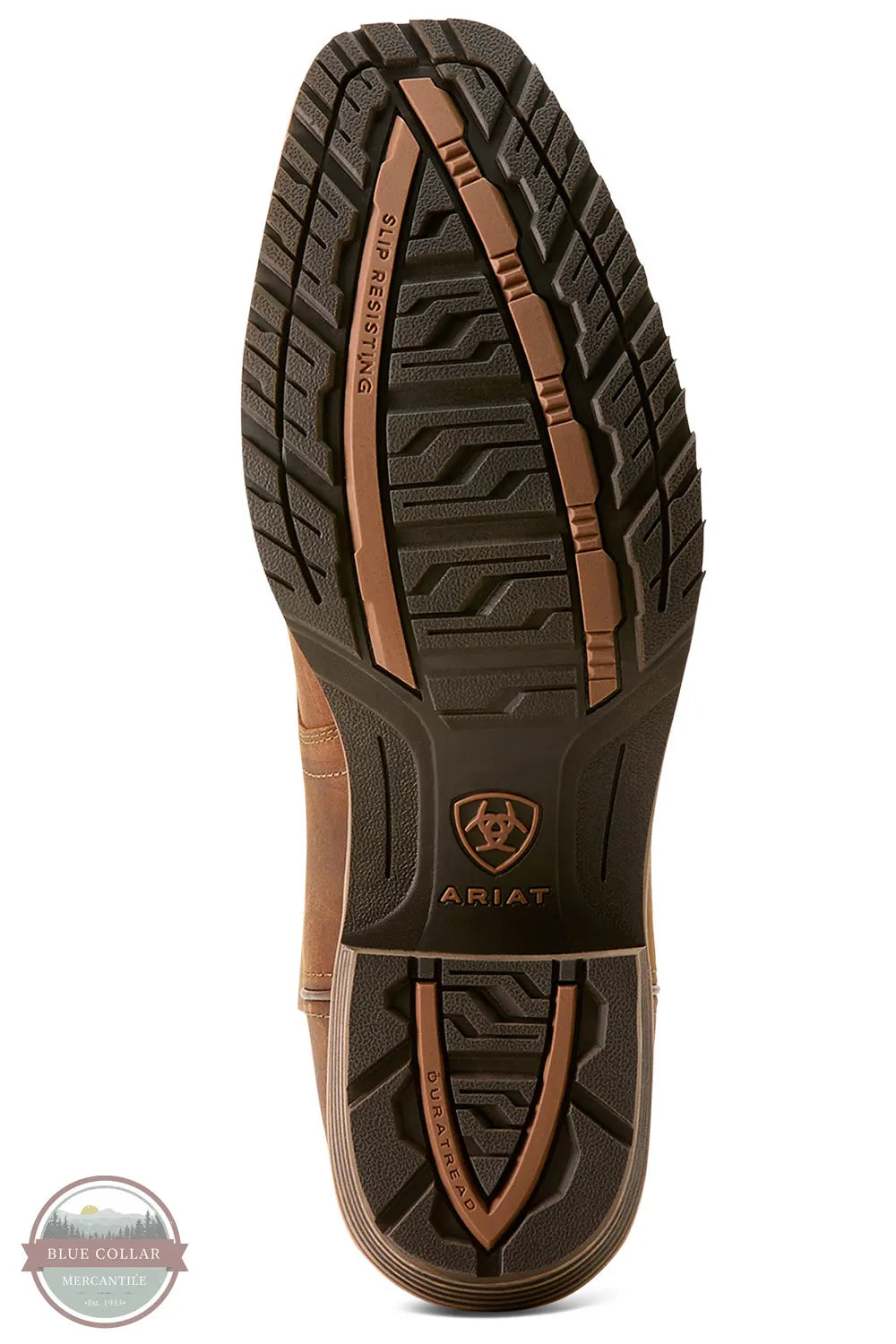 Ariat 10053577 Hybrid Roughstock Square Toe Waterproof Cowboy Boot in Status Brown sole view