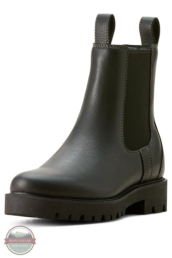 Ariat 10053771 Wexford Lug Mid Waterproof Chelsea Boot in Jet Black 3/4 view