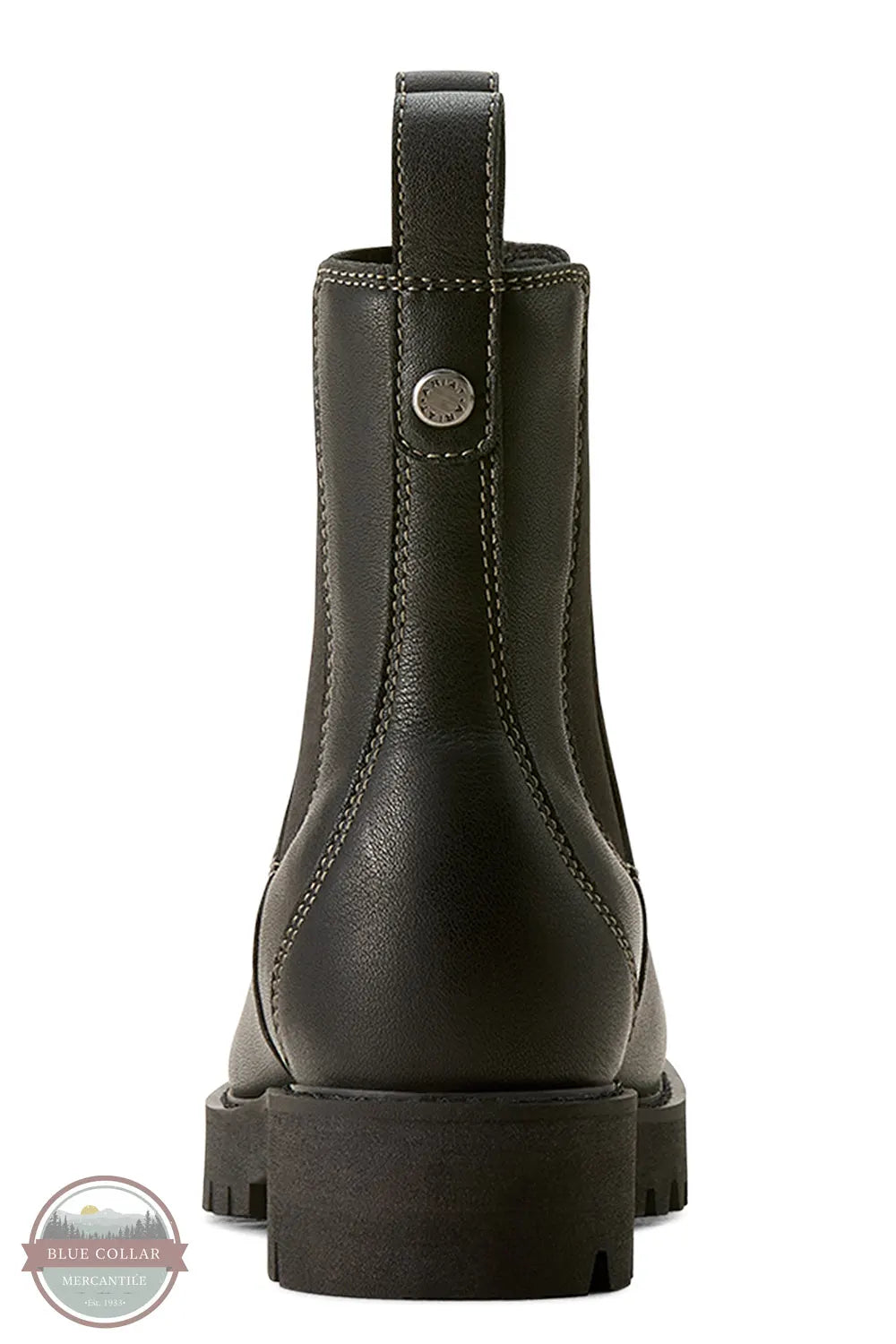 Ariat 10053771 Wexford Lug Mid Waterproof Chelsea Boot in Jet Black heel view