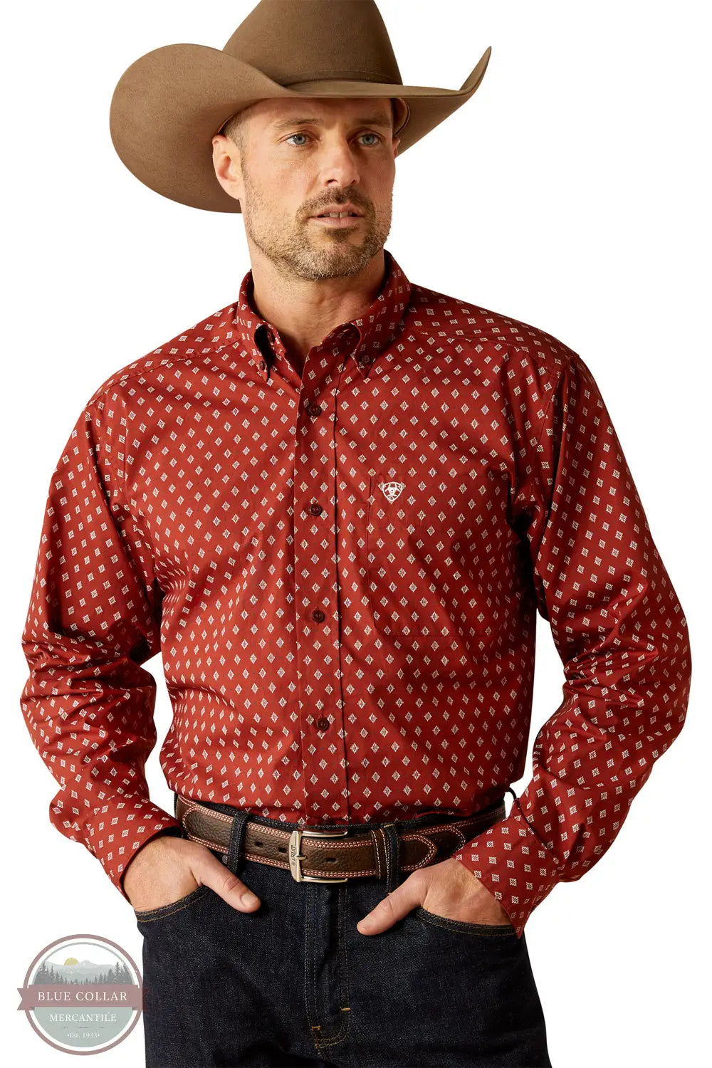 Ariat 10053867 Long Sleeve Pax Classic Fit All Over Print Shirt, front