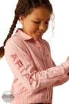 Ariat 10054934 Team Kirby Stripe Long Sleeve Shirt in Pink, sleeve