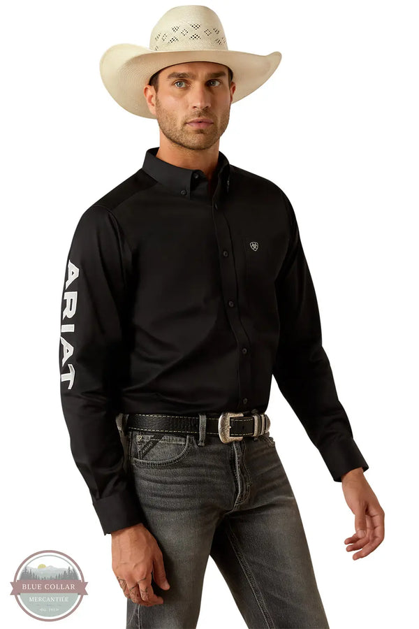 Ariat 10055406 Team Logo Twill Long Sleeve Shirt in Black, front