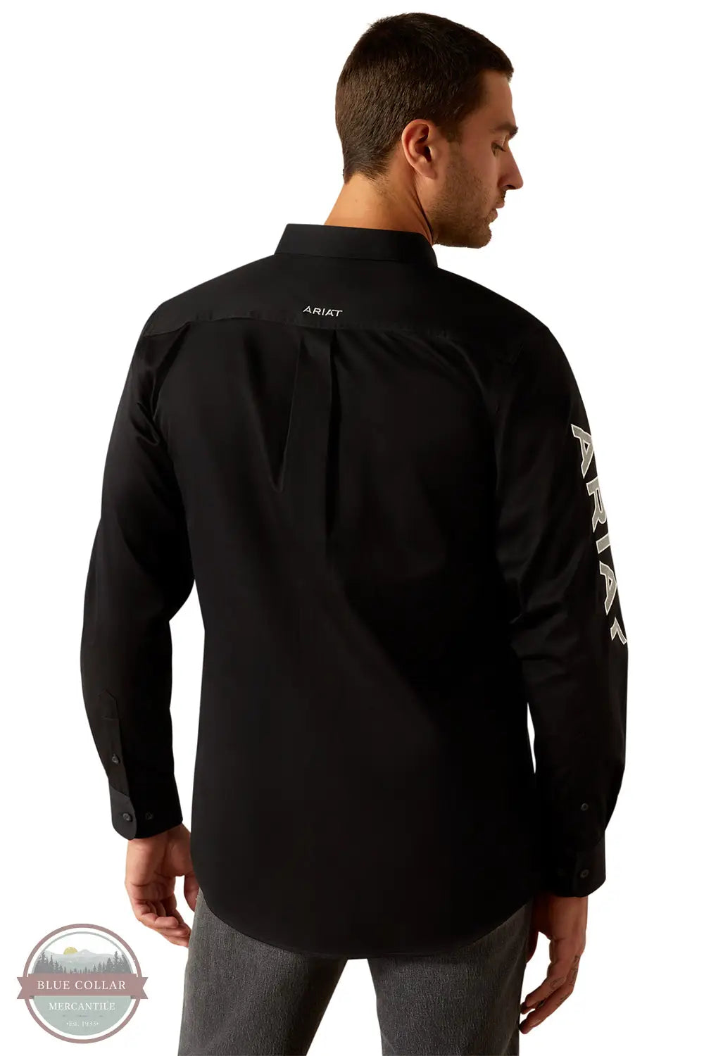 Ariat 10055406 Team Logo Twill Long Sleeve Shirt in Black, rear