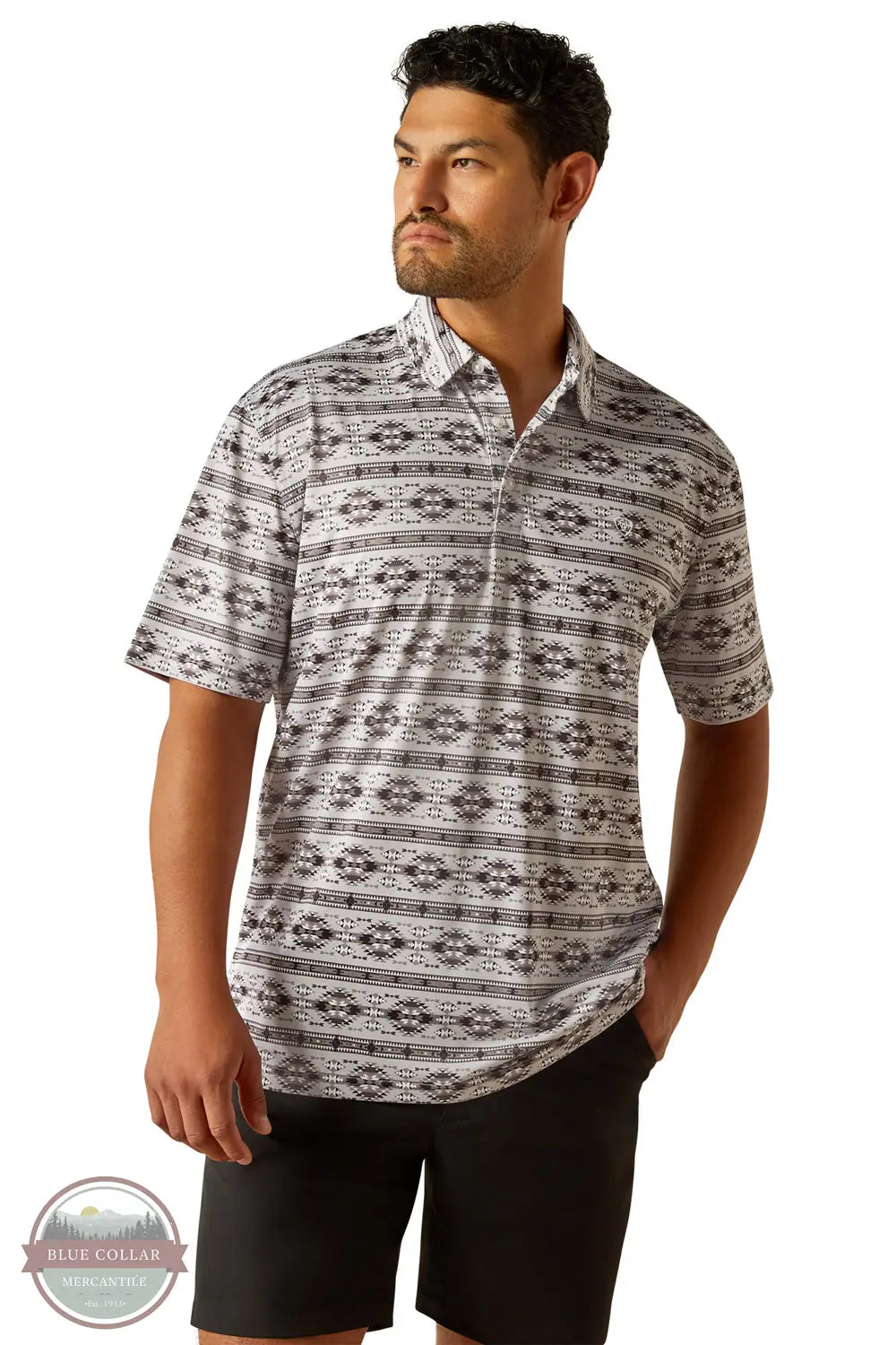 Ariat 10058784 All Over Print Polo Shirt in Gray, front
