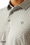 Ariat 10058838 360 Airflow Polo Shirt in Gray Microchip, collar