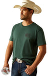 Ariat 10058890 Rustic Wood Flag Short Sleeve T-Shirt in Forest Green, front