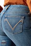 Ariat 10061726 Perfect Rise Isabelle Wide Trouser Jean, rear pocket design