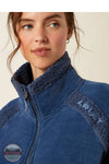 Ariat 10062276 Lafayette Full Zip Sweatshirt in Blue, neckline zoom