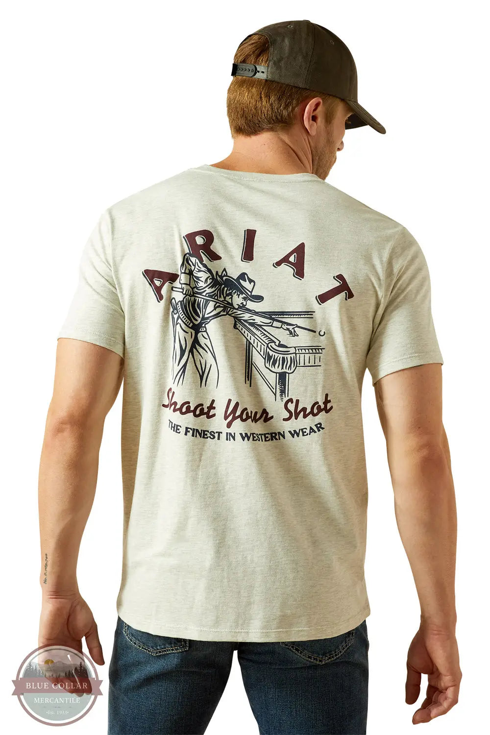 Ariat 10062412 Straight Shooter Short Sleeve T-Shirt in Cream, rear