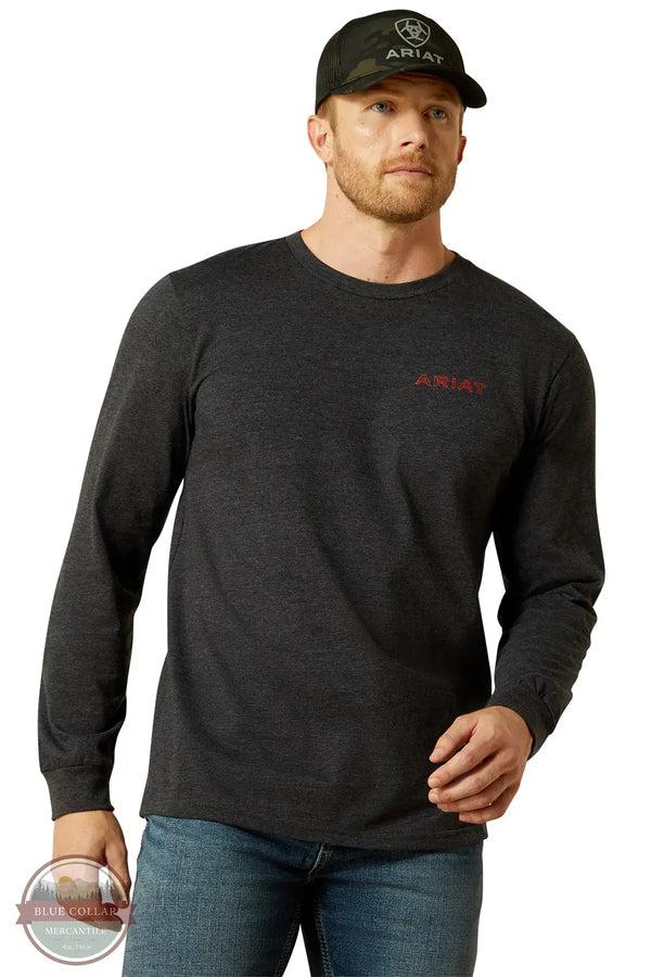 Ariat 10062428 Long Sleeve Stamped Freedom T-Shirt in Gray, front
