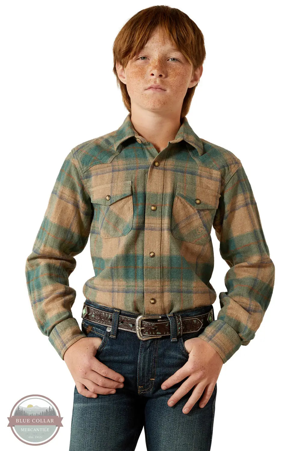 Ariat 10062468 Long Sleeve Huxlee Retro Plaid Shirt, front