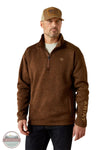 Ariat 10062619 Caldwell Logo 1/4 Zip Sweater in Brown, front
