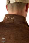 Ariat 10062619 Caldwell Logo 1/4 Zip Sweater in Brown, rear logo