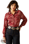 Ariat 10062809 Long Sleeve Imprints Paisley Shirt in Red, front