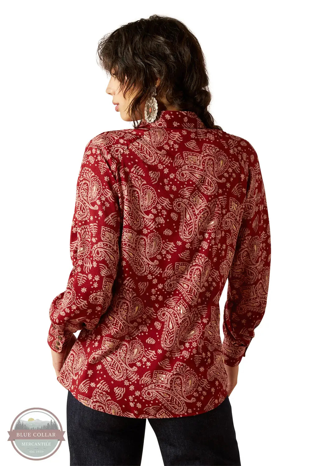 Ariat 10062809 Long Sleeve Imprints Paisley Shirt in Red, rear