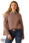 Ariat 10062820 Caravan Bell Sleeve Crop Sweater in Brown, front