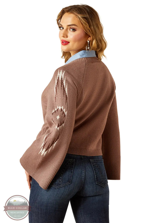 Ariat 10062820 Caravan Bell Sleeve Crop Sweater in Brown, rear