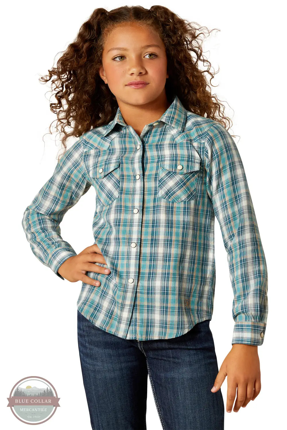 Ariat 10062843 Darla Plaid Long Sleeve Shirt in Blue, front