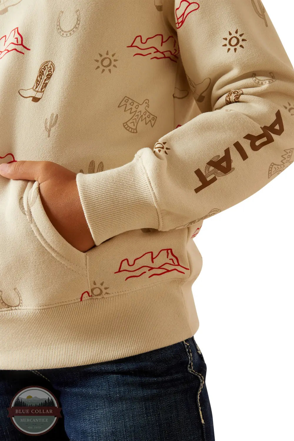 Ariat 10062845 Western Stamps Hoody in Cream, sleeve