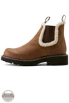 Brown boot with white fur lining on a white background Ariat 10063848 Fatbaby Chelsea Cozy Western Boot