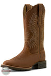 Brown cowboy boot with intricate embroidery on a white background Ariat 10063901 Hybrid Ranchward W Toe Western Boot