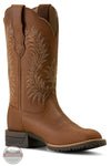 Brown cowboy boot with intricate embroidery on a white background Ariat 10063901 Hybrid Ranchward W Toe Western Boot