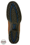 Close-up of a brown shoe sole with blue accents on a white background Ariat 10063901 Hybrid Ranchward W Toe Western Boot