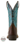 Brown cowboy boot with turquoise embroidery on a white background Ariat 10064077 Round Up Narrow Cutter Toe Western Boot