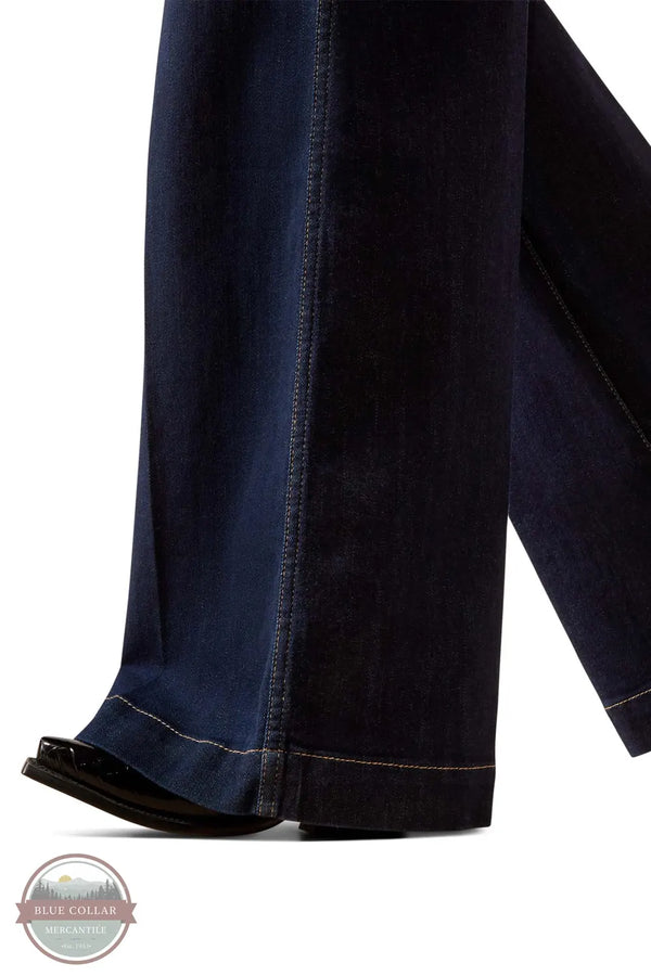 Close-up of dark blue jeans on a white background Ariat 10065877 Ultra High Rise Veronica Wide Leg Jean