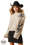 Ariat 10065989 Mock Neck Black Sequin Floral Embroidered Sweater, front