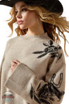 Ariat 10065989 Mock Neck Black Sequin Floral Embroidered Sweater, sleeve