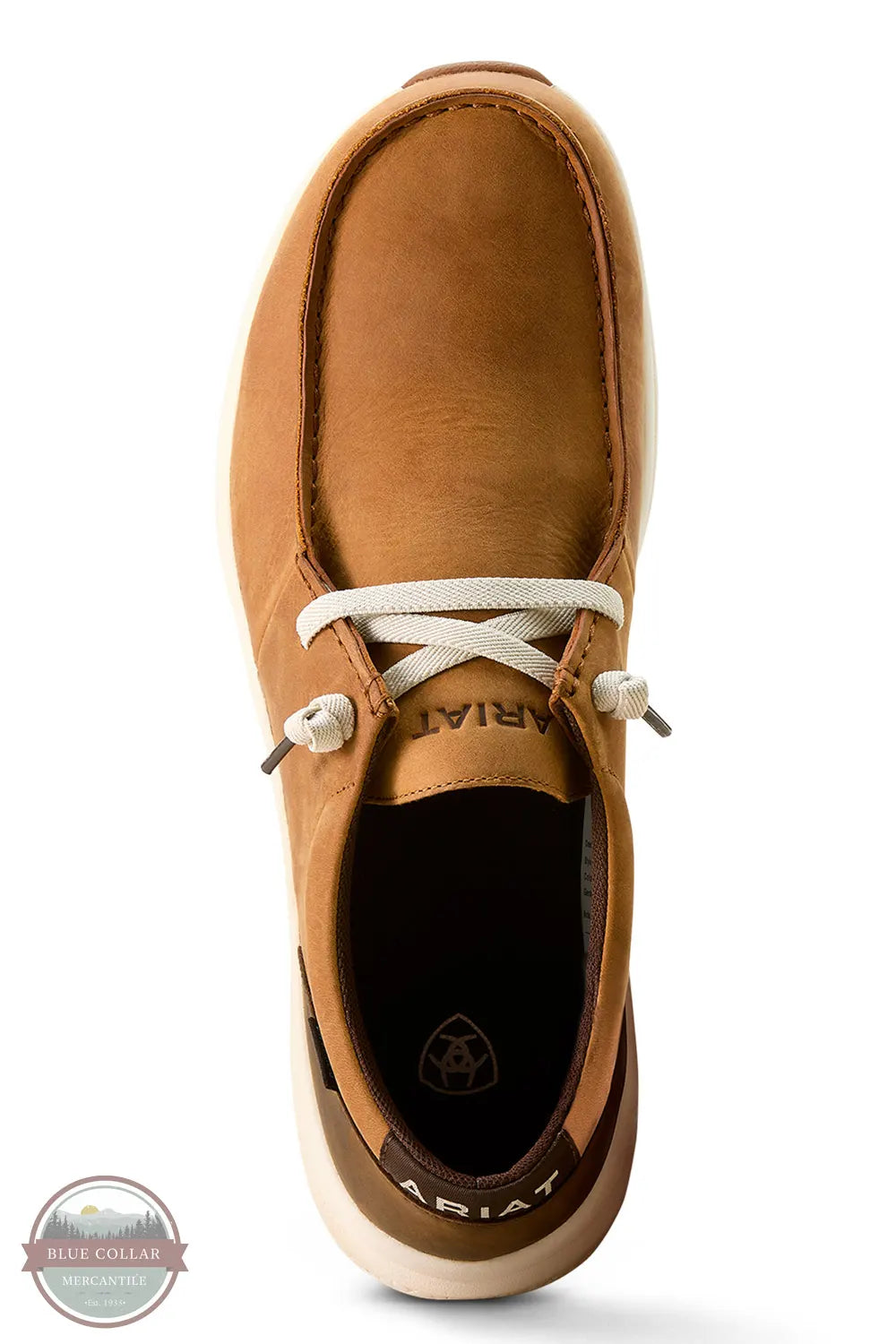 Ariat 10053819 Men's Buckeye Waterproof Shoe in Sunset Wheat / Dark Coffee birdseye view of top
