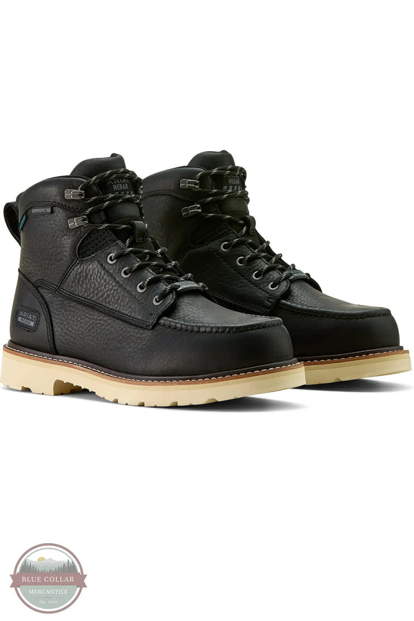 Ariat 10063920 Rebar Lift 6" Black Waterproof Composite Toe Work Boot view of pair of boots
