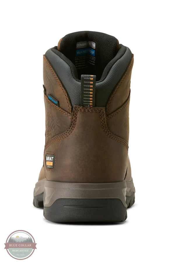 Ariat 10054294 Turbo Duratread 6-Inch Waterproof Carbon Toe Work Boot in Dark Brown back heel view
