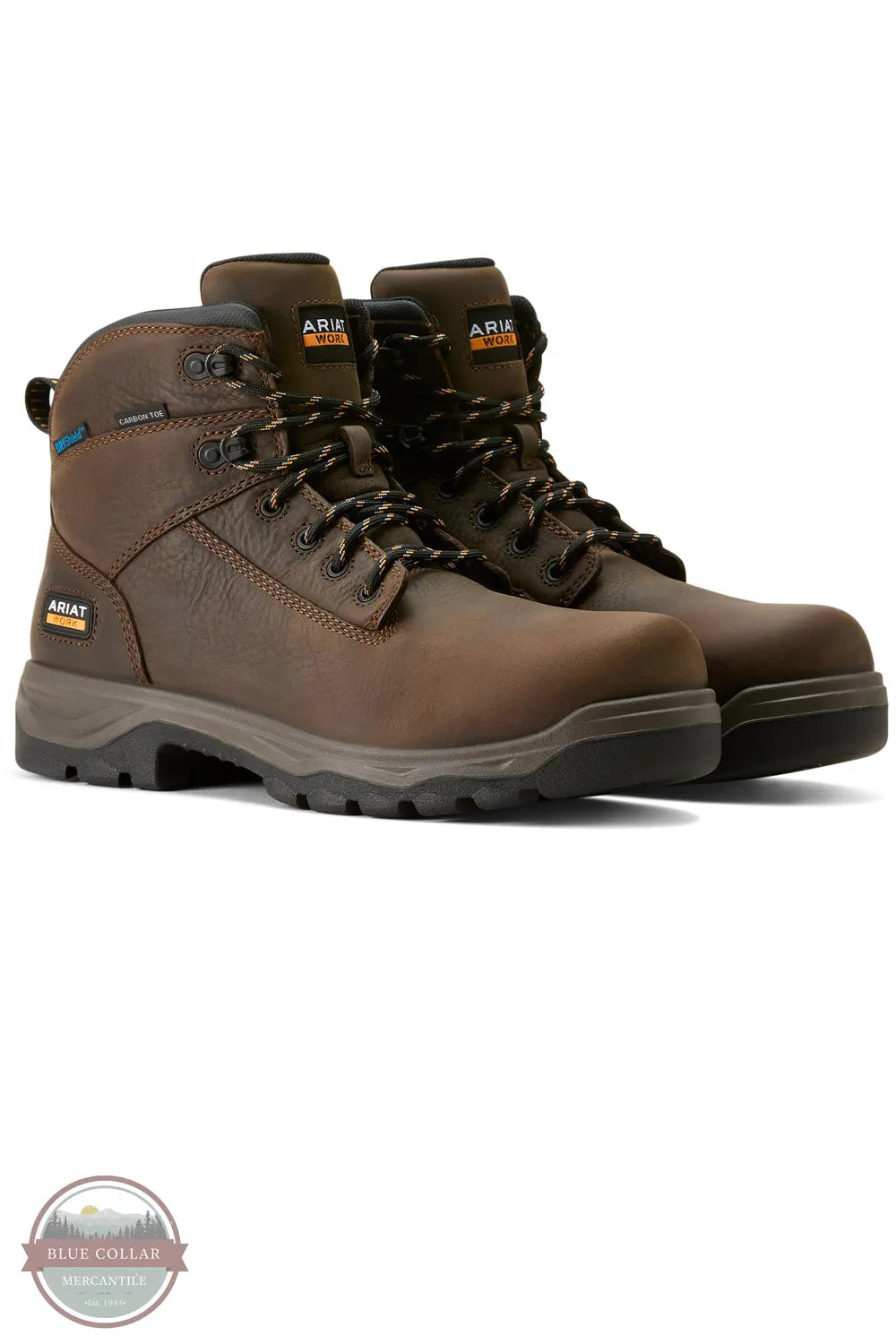 Ariat 10054294 Turbo Duratread 6-Inch Waterproof Carbon Toe Work Boot in Dark Brown pair view