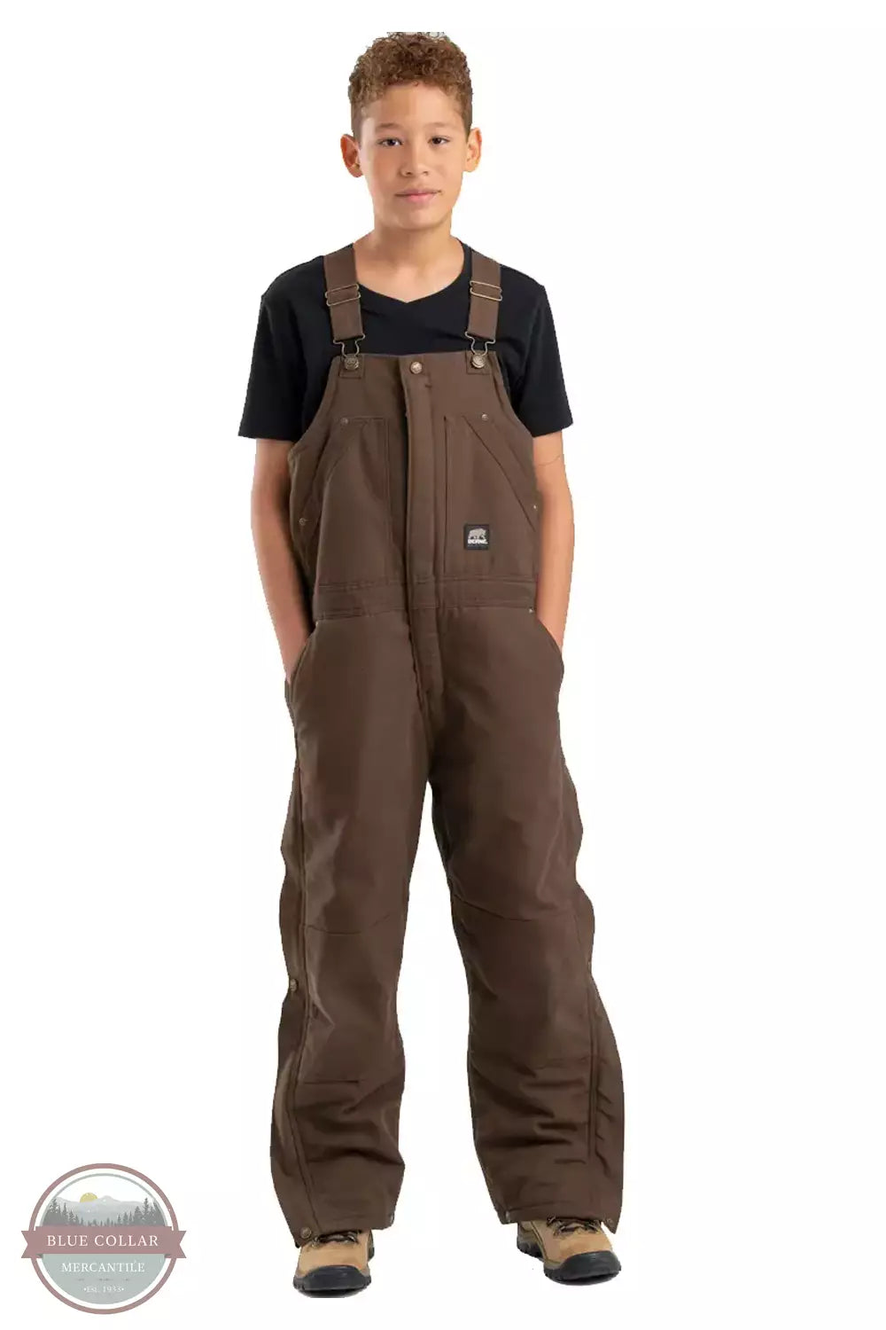 Berne BB21BB Youth Softstone Insulated Bib Overall in Bark Front View