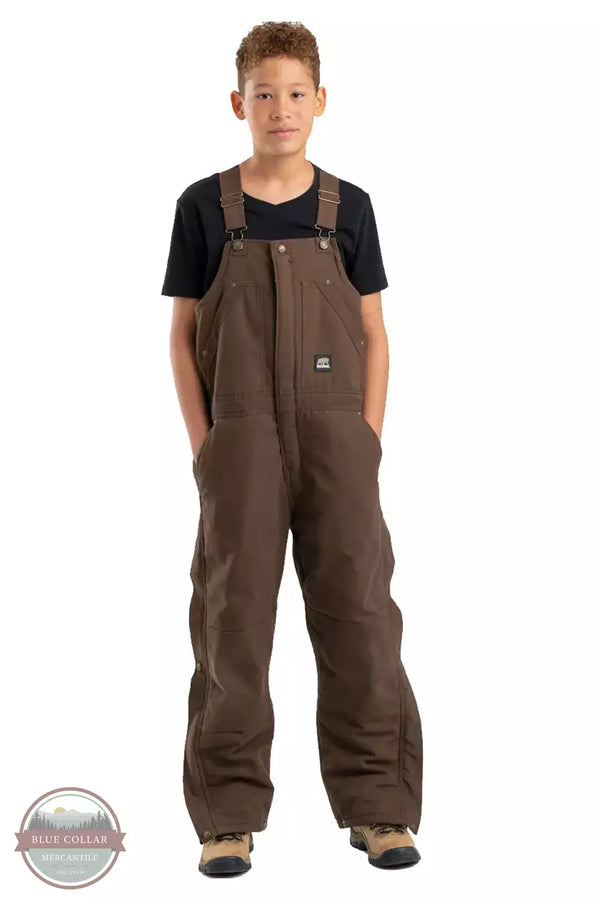 Berne BB21BB Youth Softstone Insulated Bib Overall in Bark Front View