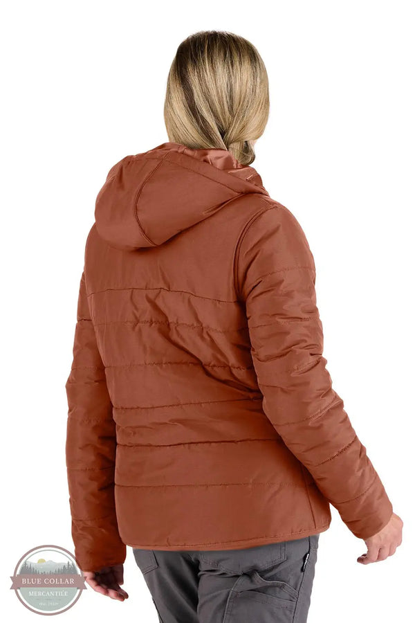 Berne WHJ26 Channel Quilt Ripstop Hooded Jacket in cinnamon, rear