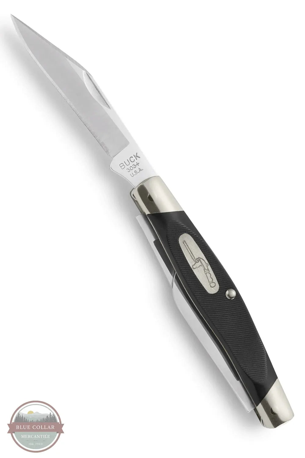 Buck 303 Cadet Pocket Knife Black by Buck Knives 0303BKS one blade open