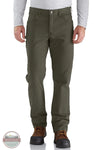 Carhartt 102517-MOS Men's 5 Pocket Pant Relaxed Fit Rugged Flex® Canvas in Moss Green front