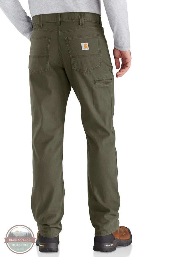 Carhartt 102517-MOS Men's 5 Pocket Pant Relaxed Fit Rugged Flex® Canvas in Moss Green Rear