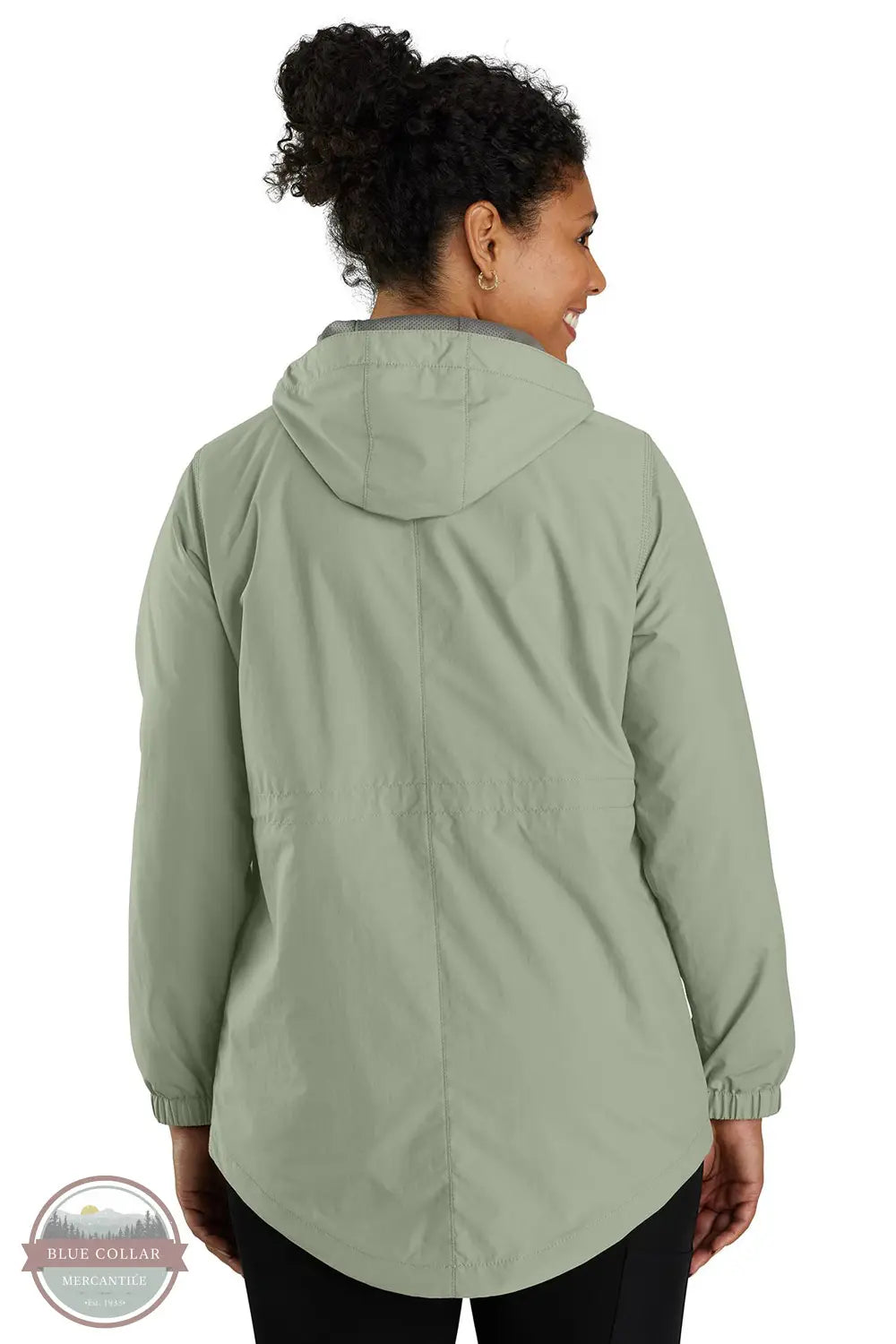 Carhartt 104221 Rain Defender Relaxed Fit Lightweight Jacket in Green, model rear view