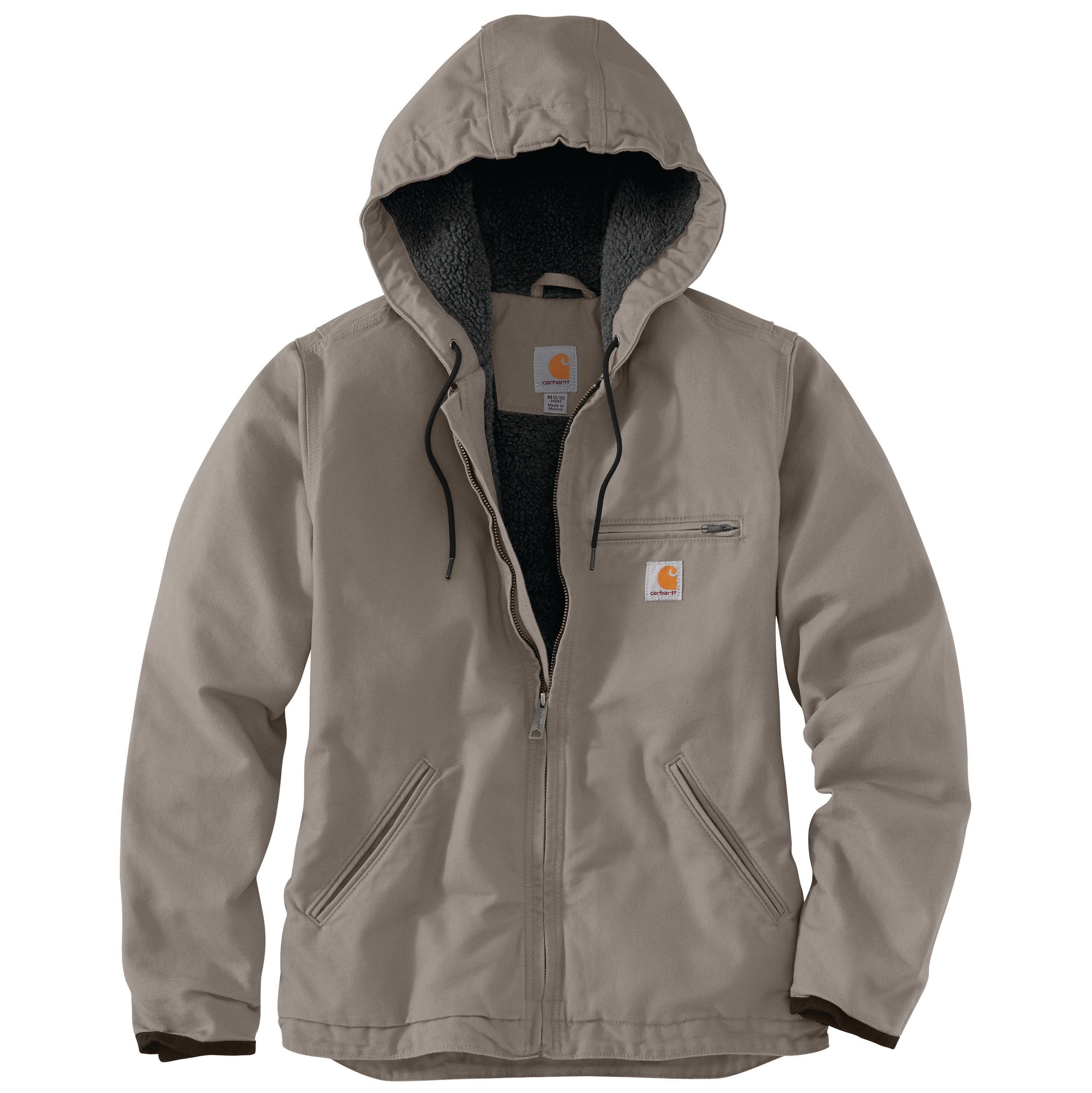 Carhartt 104292 Washed Duck Sherpa Lined Loose Fit Jacket in 032 taupe gray, front