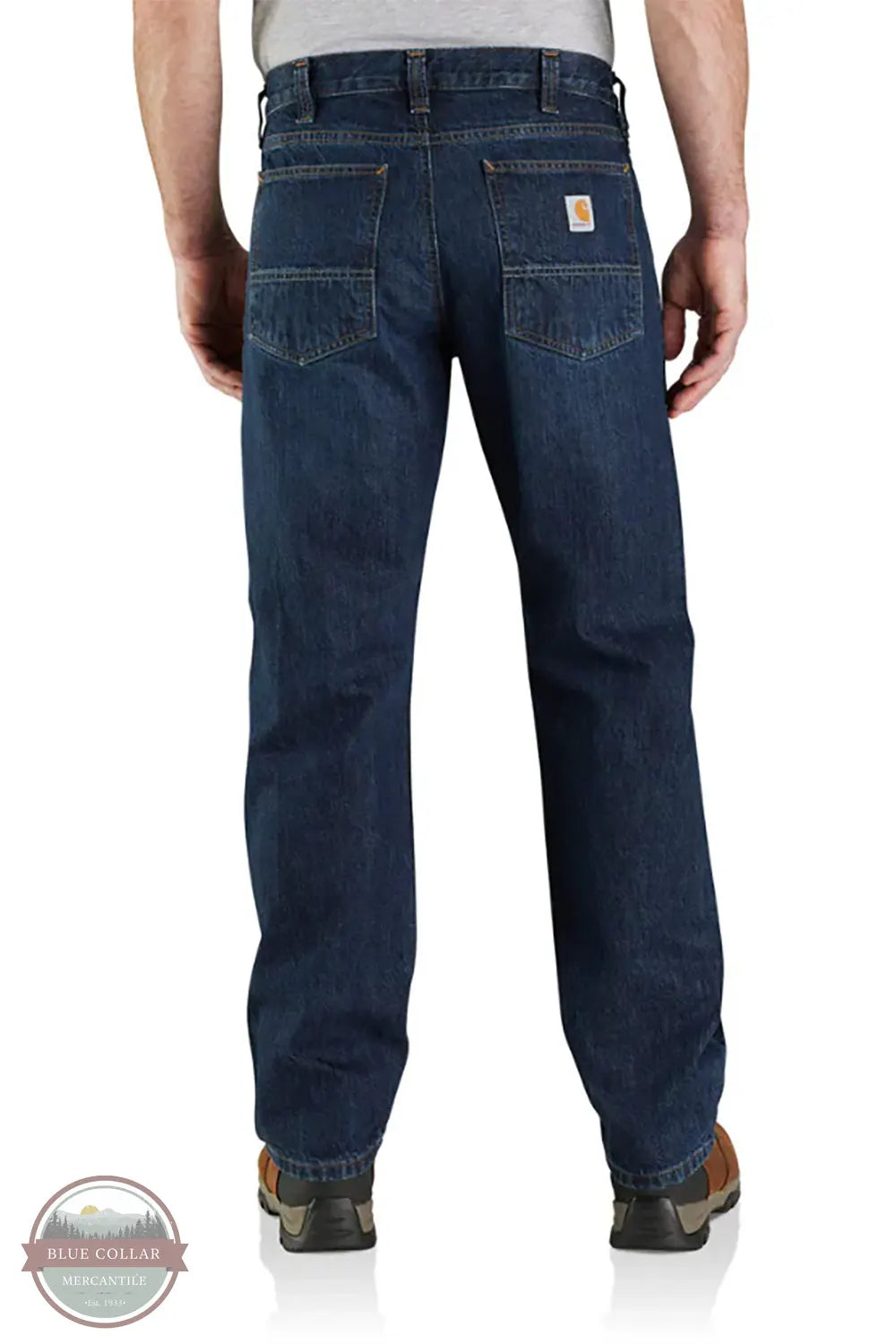 Carhartt 105119-H44 Men's Relaxed Fit 5 Pocket 100% Cotton Jean in Deep Creek rear view